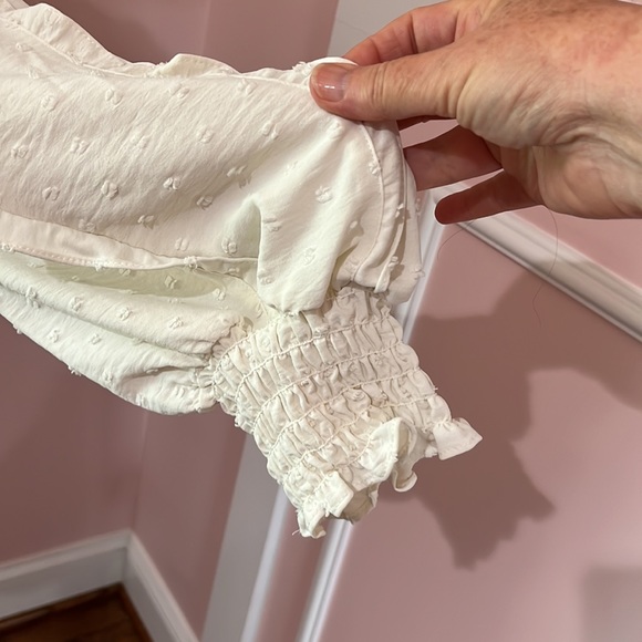 Max Studio Peasant Style Pullover Top/ Long Sleeve Taupe White - Picture 5 of 9